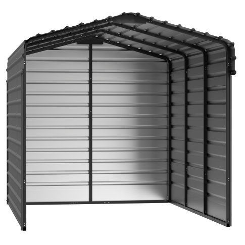 Arrow Steel Carport With 3 Wall Kits, 10X15X09, Charcoal