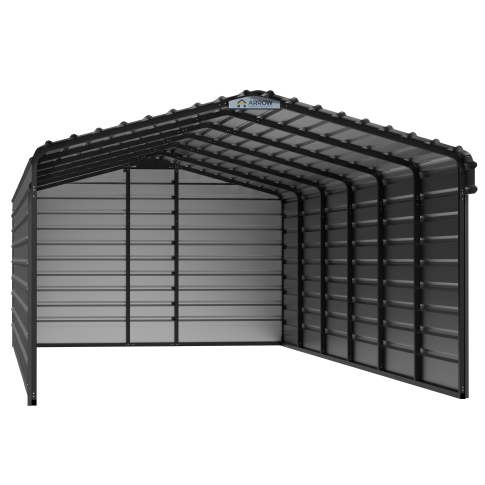 Arrow Steel Carport With 3 Wall Kits, 12X29X07