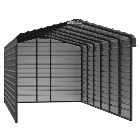 Arrow Steel Carport With 3 Wall Kits, 12X29X09