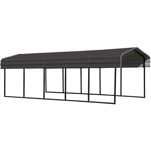 Steel Carport 10 ft. x 24 ft. x 7 ft. Galvanized Black/Charcoal