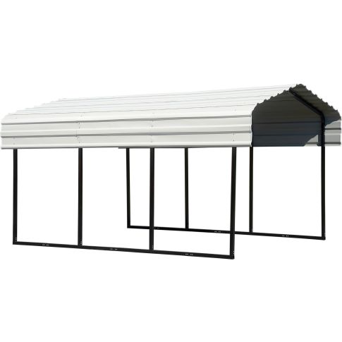 Steel Carport 10 x 15 x 7 ft. Galvanized Black/Eggshell