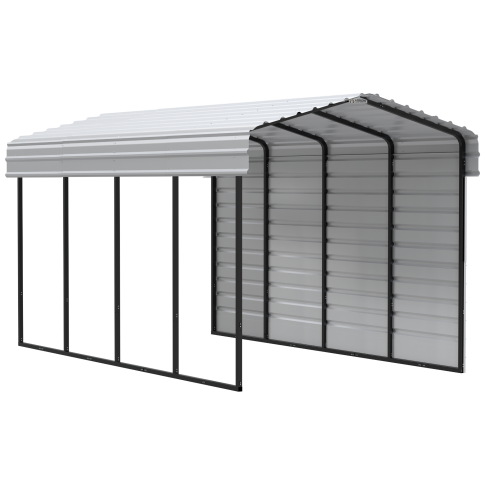 Arrow Carports Abri d'auto en acier galvanisé, avec enceinte 1 côté, Kit abri d'auto métallique, 10' x 20' x 9' , Coquille d'œuf