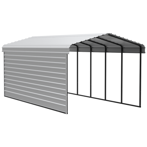 Arrow Carports Abri d'auto en acier galvanisé, avec enceinte 1 côté, Kit abri d'auto métallique, 12' x 24' x 9'  , Coquille d'œuf