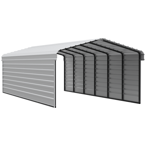Arrow Carports Abri d'auto en acier galvanisé, avec enceinte 2 côtés, Kit abri d'auto métallique, 12' x 29' x 7'  , Coquille d'œuf