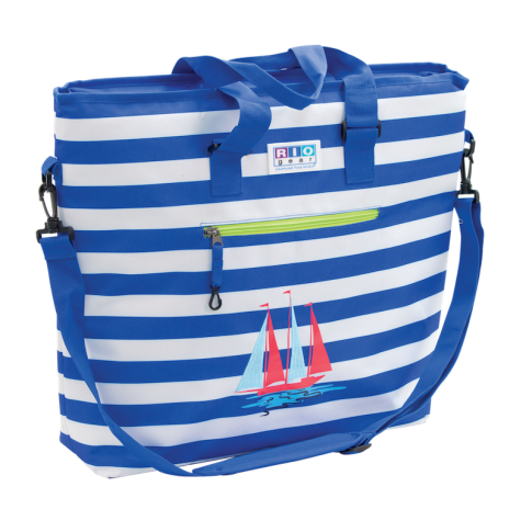 RIO Gear Deluxe Insulated Tote Bag with Bottle Opener - Blue Stripe