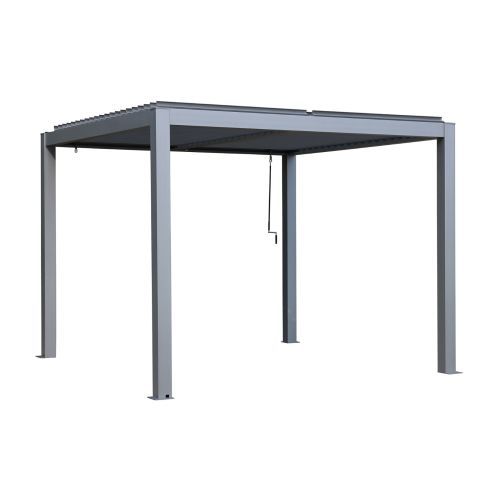 Pergola Vikos 10x10 en aluminium et persiennes en acier galvanisées