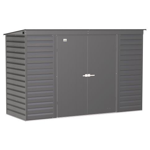 Arrow Select Steel Storage Shed, 10x4, Gris anthracite