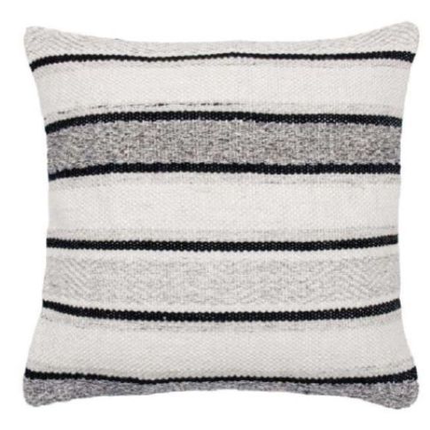 Element striped cushion 18" x 18" - Black,Grey & natural stripe