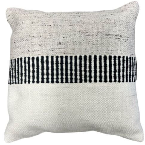 Graphite striped cushion 18" x 18" - Black and natural