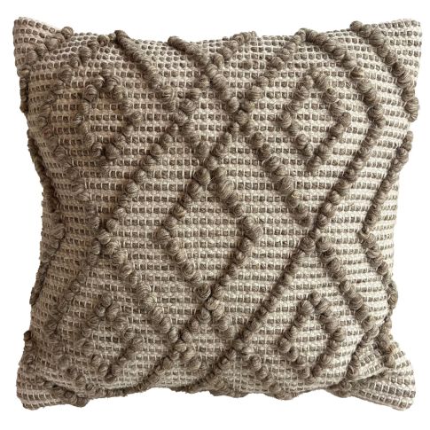Terra textured cushion  18" x 18" - Taupe with diamond design