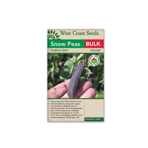 Purple Mist Certified Organic Shelling Peas Vegetable Seeds - West Coast Seeds - PE626B