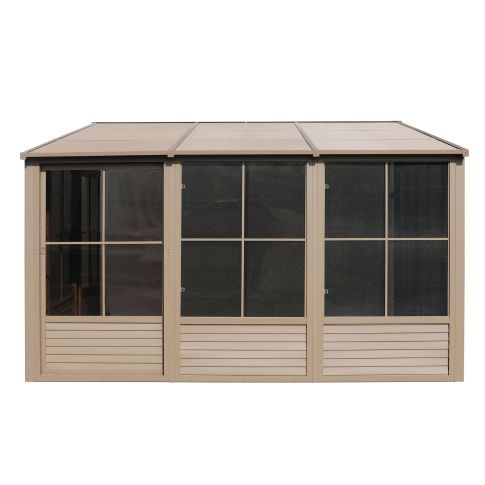Gazebo Penguin Florence金属屋顶附加阳光房 8英尺 x 16英尺 沙色