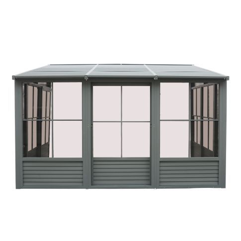 Gazebo Penguin Florence Mural avec Toit en Métal 8 Pi. x 16 Pi. couleur Gris