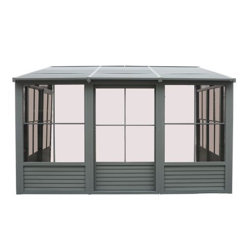 Gazebo Penguin Florence金属屋顶附加阳光房 10英尺 x 16英尺 石板色