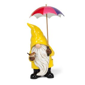 Large Gnome with Umbrella & Bird