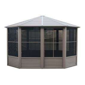 Gazebo Penguin Florence Solarium with Metal Roof 12 Ft. x 12 Ft. Sand