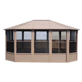Gazebo Penguin Florence Solarium with Metal Roof 12 Ft. x 15 Ft. Sand