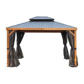 Gazebo Penguin Yosemite 12 x 16' double roof galvanized steel roof, aluminum posts wood finish