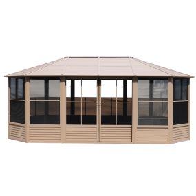 Gazebo Penguin Florence Solarium with Metal Roof 12 Ft. x 18 Ft. Sand