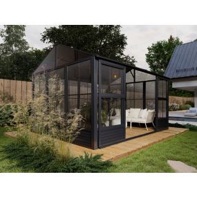 Gazebo Penguin Myrdal 11x10 Solarium installed in backyard patio setting