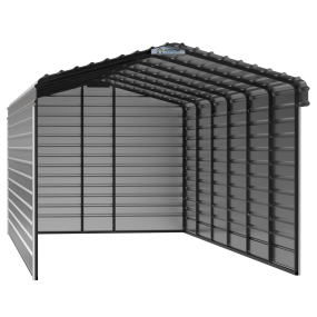 Arrow Steel Carport With 3 Wall Kits, 12X29X09, Eggshell
