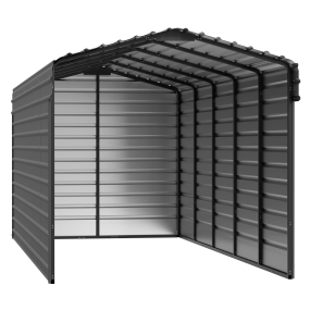 Arrow Steel Carport With 3 Wall Kits, 10X24X09, Charcoal