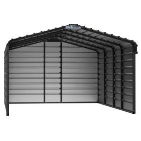 Arrow Steel Carport With 3 Wall Kits, 12X20X07, Charcoal