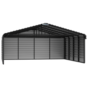 Arrow Steel Carport With 3 Wall Kits, 20X20X07, Charcoal