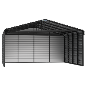 Arrow Steel Carport With 3 Wall Kits, 20X20X09, Charcoal