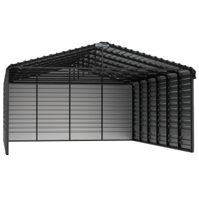 Arrow Steel Carport With 3 Wall Kits, 20X29X09, Charcoal