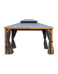 Gazebo Penguin Yosemite 12 x 16' double roof galvanized steel roof, aluminum posts wood finish