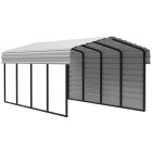 Arrow Carports Galvanized Steel Carport, with 1-Sided Enclosure, Compact Car Metal Carport Kit, 10' x 20' x 7' , Eggshell