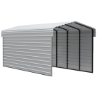 Arrow Carports Galvanized Steel Carport, with 2-Sided Enclosure, Compact Car Metal Carport Kit, 10' x 24' x 9' , Eggshell