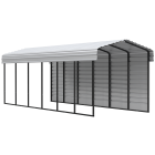 Arrow Carports Galvanized Steel Carport, with 1-Sided Enclosure, Compact Car Metal Carport Kit, 10' x 29' x 9' , Eggshell