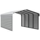Arrow Carports Galvanized Steel Carport, with 2-Sided Enclosure, Compact Car Metal Carport Kit, 12' x 20' x 7'  , Eggshell