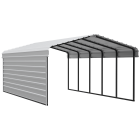 Arrow Carports Galvanized Steel Carport, with 1-Sided Enclosure, Compact Car Metal Carport Kit, 12' x 24' x 7' , Eggshell