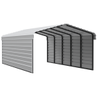 Arrow Carports Galvanized Steel Carport, with 2-Sided Enclosure, Compact Car Metal Carport Kit, 12' x 24' x 7'  , Eggshell