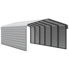 Arrow Carports Galvanized Steel Carport, with 2-Sided Enclosure, Compact Car Metal Carport Kit, 12' x 29' x 7'  , Eggshell