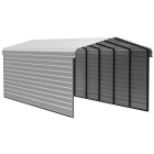 Arrow Carports Galvanized Steel Carport, with 2-Sided Enclosure, Compact Car Metal Carport Kit, 12' x 29' x 9'  , Eggshell