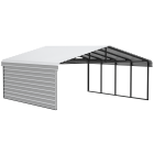 Arrow Carports Galvanized Steel Carport, with 1-Sided Enclosure, Compact Car Metal Carport Kit, 20' x 20' x 9' , Eggshell