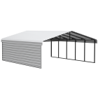 Arrow Carports Galvanized Steel Carport, with 1-Sided Enclosure, Compact Car Metal Carport Kit, 20' x 24' x 7' , Eggshell
