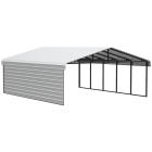 Arrow Carports Galvanized Steel Carport, with 1-Sided Enclosure, Compact Car Metal Carport Kit, 20' x 24' x 9" , Eggshell
