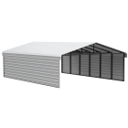 Arrow Carports Galvanized Steel Carport, with 2-Sided Enclosure, Compact Car Metal Carport Kit, 20' x 29' x 9' , Eggshell