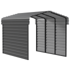 Arrow Carports Galvanized Steel Carport, with 2-Sided Enclosure, Compact Car Metal Carport Kit, 10' x 15' x 9' , Charcoal