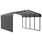 Arrow Carports Abri d'auto en acier galvanisé, avec enceinte 1 côté, Kit abri d'auto métallique, 12' x 20' x 7' , Anthracite