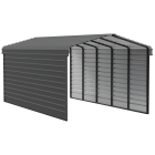 Arrow Carports Abri d'auto en acier galvanisé, avec enceinte 2 côtés, Kit abri d'auto métallique, 12' x 24' x 9' , Anthracite