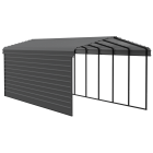 Arrow Carports Abri d'auto en acier galvanisé, avec enceinte 1 côté, Kit abri d'auto métallique, 12' x 29' x 9'  , Anthracite
