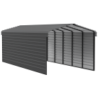 Arrow Carports Galvanized Steel Carport, with 2-Sided Enclosure, Compact Car Metal Carport Kit, 12' x 29' x 9'  , Charcoal