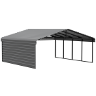 Arrow Carports Galvanized Steel Carport, with 1-Sided Enclosure, Compact Car Metal Carport Kit, 20' x 20' x 9' , Charcoal