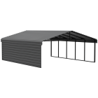Arrow Carports Galvanized Steel Carport, with 1-Sided Enclosure, Compact Car Metal Carport Kit, 20' x 24' x 7' , Charcoal